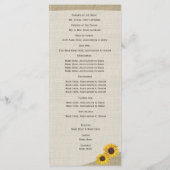 ウエスタンホースシューズ&ヒマワリ結婚式 プログラム (裏面)