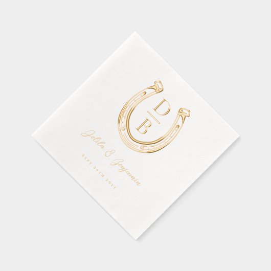 ウエスタンホースシュー名前をカスタムする&モノグラム結婚ズ 箔ナプキン (右)