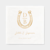 ウエスタンホースシュー名前をカスタムする&モノグラム結婚ズ 箔ナプキン (正面)