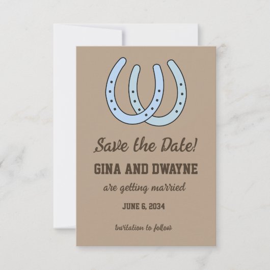ウエスタンホースシュー 結婚式 Save the Date カード (正面)