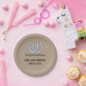 ウエスタンホースシ結婚ューのパーソナライズされた紙プレート ペーパープレート (パーティー)