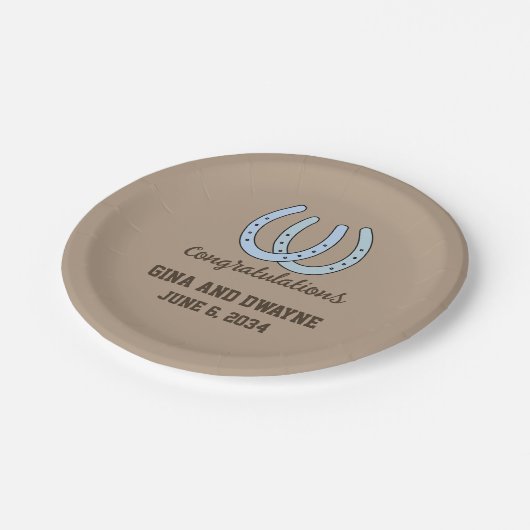 ウエスタンホースシ結婚ューのパーソナライズされた紙プレート ペーパープレート (アングル)