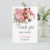 ウエスタンホースバースデーパーティー女性のカーボーイ サンキューカード (スタンド正面)