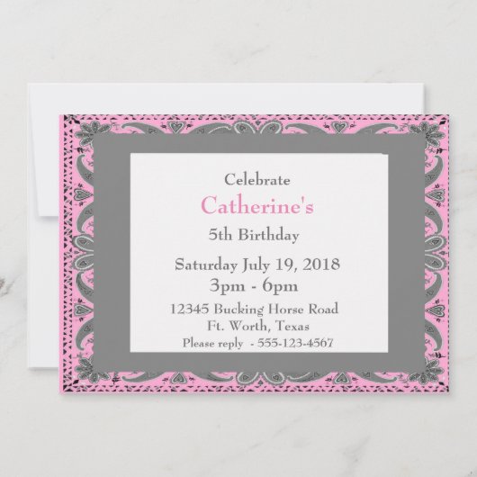 ウエスタンホースパーティー誕生日招待状 招待状 (裏面)