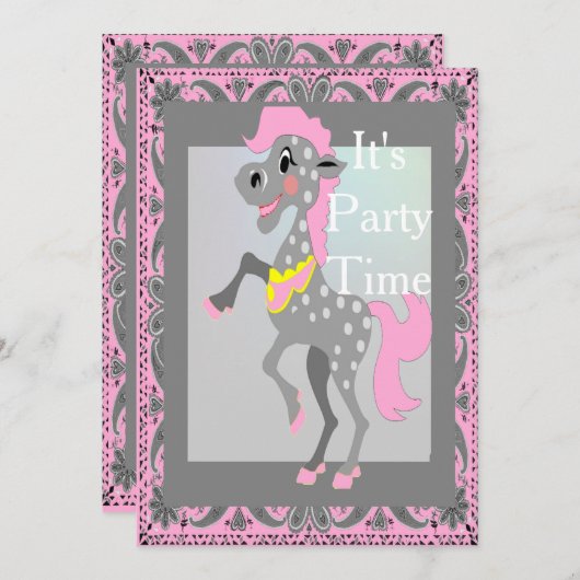 ウエスタンホースパーティー誕生日招待状 招待状 (正面/裏面)