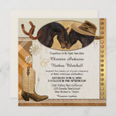 ウエスタンホースプレイド結婚式招待状 招待状 (正面/裏面)