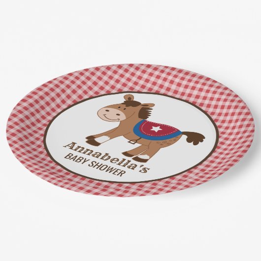 ウエスタンホースボーイベビーシャワー紙プレート ペーパープレート (アングル)