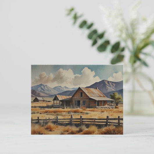 ウエスタンホームステッドランチファームウォーター絵画カラー ポストカード (スタンド正面)