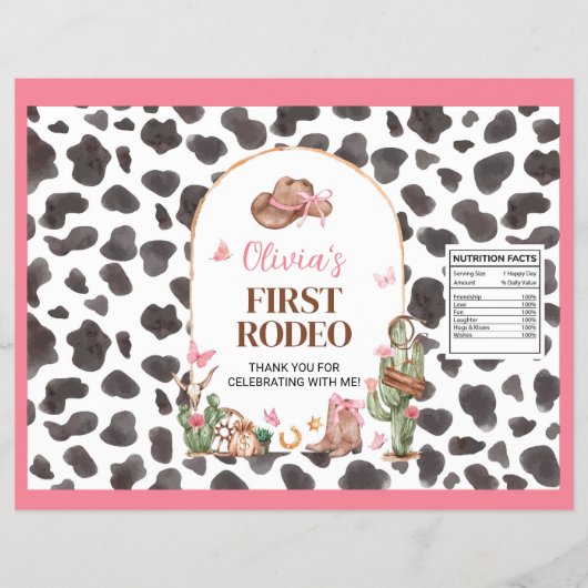 ウエスタンボウピンク女性のカーボーイ誕生日チップバッグラッパー チラシ (正面)