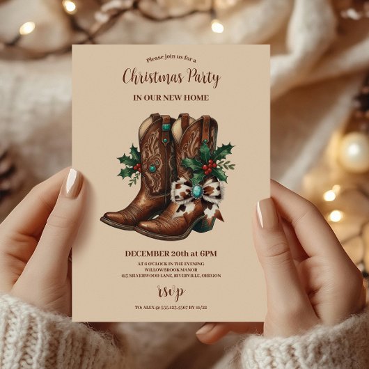 ウエスタンボウ＆ブーツクリスマス 招待状