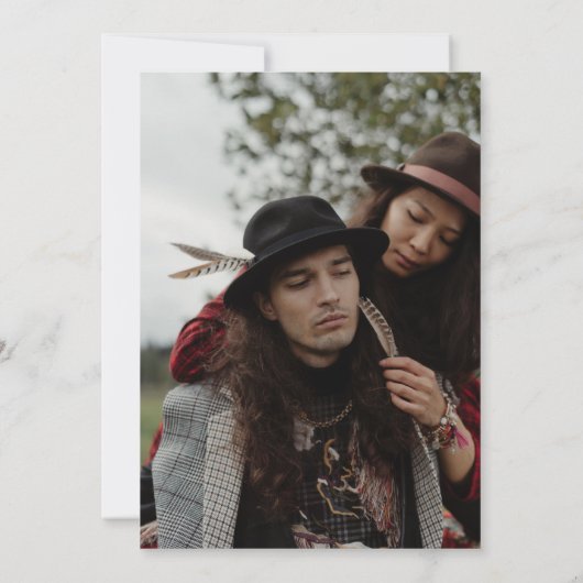 ウエスタンボヘミアンフローラカウフォトズ結婚ーズ 招待状 (裏面)