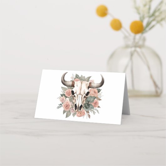 ウエスタンボホカウフローラスカルセージ結婚ズ プレイスカード (裏面)