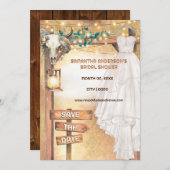 ウエスタンボホブライダルドレススカルフローラライト 招待状 (正面/裏面)