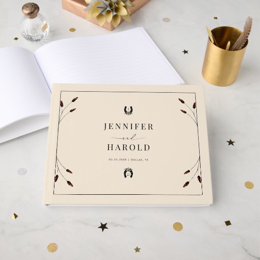 ウエスタンボホホースシューモノグラムランチファーム結婚ズ ゲストブック (正面見開き)