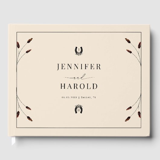 ウエスタンボホホースシューモノグラムランチファーム結婚ズ ゲストブック (正面)