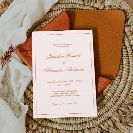 ウエスタンボホークリームアンドテラコッタ結婚ズ 招待状