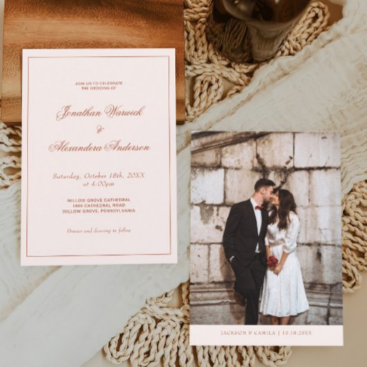 ウエスタンボホークリームアンドテラコッタ結婚ズ 招待状