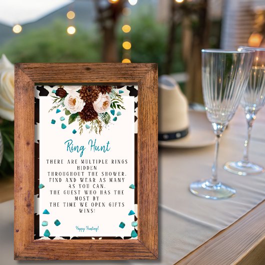 ウエスタンボホーワイルドフラワーズターコイズリングや輪狩りゲーム 招待状