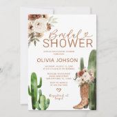 ウエスタンボホ女性のカーボーイブーツフローラブライダルシャワー 招待状 (正面)