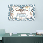 ウエスタンボーイファーストロデオブルー誕生日バナー 横断幕 (トレードショー)