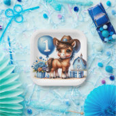 ウエスタンポニーファースト誕生日 ペーパープレート (パーティー)