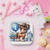 ウエスタンポニーファースト誕生日 ペーパープレート (パーティー)