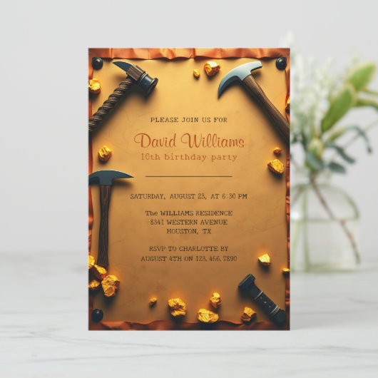 ウエスタンマイナーパーティー金ゴールドマイニング誕生日 招待状 (スタンド正面)