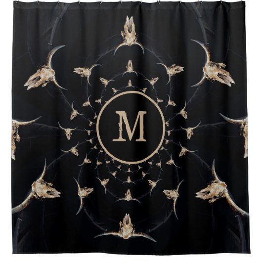 ウエスタンモノ素朴グラムカントリーブルスカル シャワーカーテン (正面)