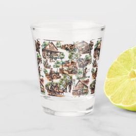 ウエスタンランチまたはカントリーファームシーン ショットグラス