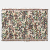 ウエスタンランチまたはカントリーファームシーン スローブランケット (正面)