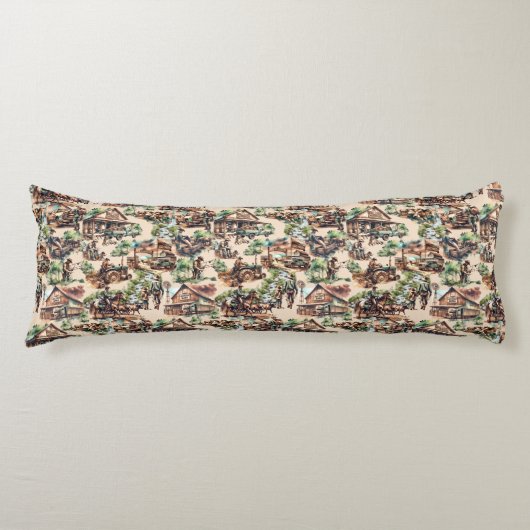 ウエスタンランチまたはカントリーファームシーン ボディピロー (正面)
