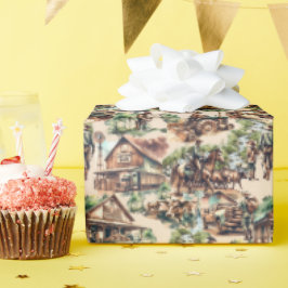 ウエスタンランチまたはカントリーファームシーン ラッピングペーパー