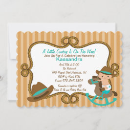 ウエスタンリトルグリーンカウボーイベビーシャワー招待状 招待状