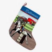 ウエスタンリトル女性のカーボーイバレルレーサー ラージクリスマスストッキング (正面 (吊り時))