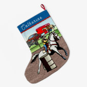 ウエスタンリトル女性のカーボーイバレルレーサー ラージクリスマスストッキング (裏面 (吊り時))