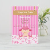 ウエスタンリトル女性のカーボーイベビーシャワー招待状 招待状 (スタンド正面)