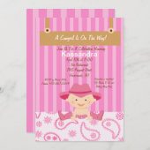 ウエスタンリトル女性のカーボーイベビーシャワー招待状 招待状 (正面/裏面)