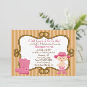 ウエスタンリトル女性のカーボーイベビーシャワー招待状 招待状 (スタンド正面)