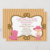 ウエスタンリトル女性のカーボーイベビーシャワー招待状 招待状 (正面/裏面)