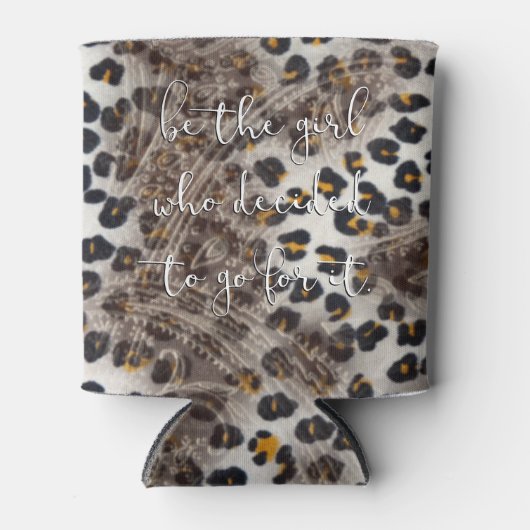 ウエスタンレオパードフェイクプリントレザー昇華 缶クーラー (正面)