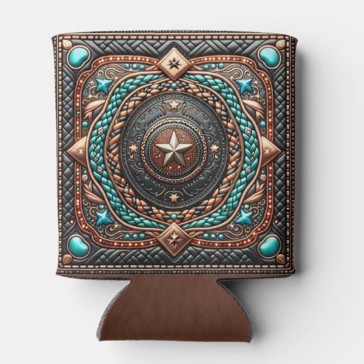 ウエスタンレザーブレイド及びターコイズプリントカスタム 缶クーラー (裏面)