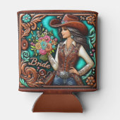 ウエスタンレザープリント結婚ズブライド名前をカスタムする 缶クーラー (裏面)