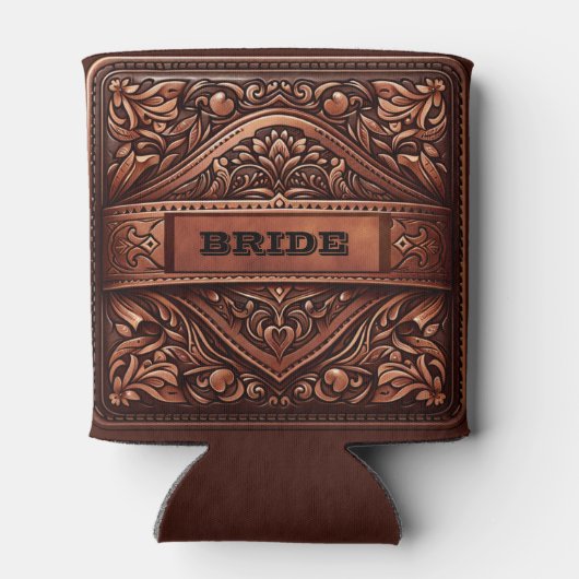 ウエスタンレザープリント結婚ブラウンズブライドカスタム 缶クーラー (裏面)