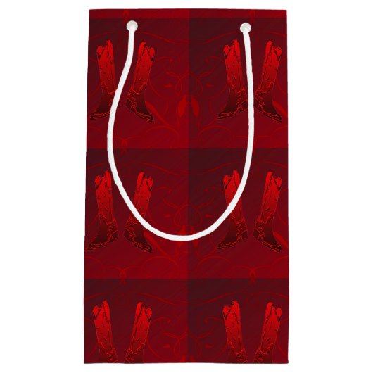 ウエスタンレッドカウボーイブーツプリント抱き枕 スモールペーパーバッグ (正面)