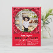 ウエスタンレッドバンダナフォト誕生日招待状 招待状 (スタンド正面)
