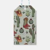 ウエスタンレッド&グリーンクリスマス女性のカーボーイサンキューユナイテッド ギフトタグ (裏面)