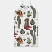 ウエスタンレッド&グリーンクリスマス女性のカーボーイサンキューユナイテッド ギフトタグ (裏面)