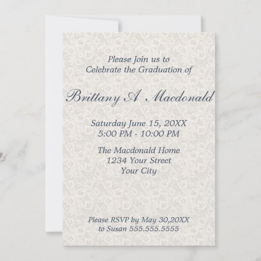 ウエスタンレースとデニムモノグラムベルトバックルグラード 招待状 (裏面)