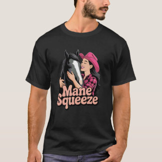 ウエスタンロデオの馬好きカウガール Tシャツ