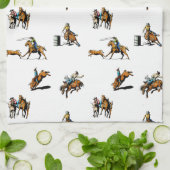 ウエスタンロデオイベントカウボーイズ女性のカーボーイ任意の色 キッチンタオル (折り畳み)